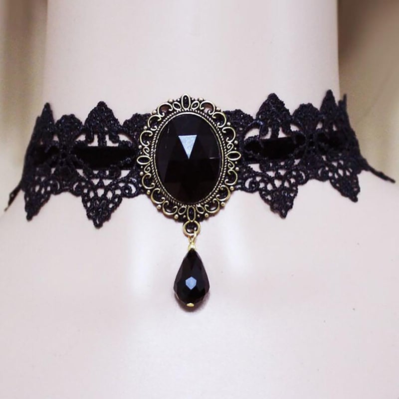 IS4U Gothic Lace Choker Necklace with Vintage Crystal Gems - Vampire Bat Design, Perfect for Halloween, Parties & Costumes - Image 5